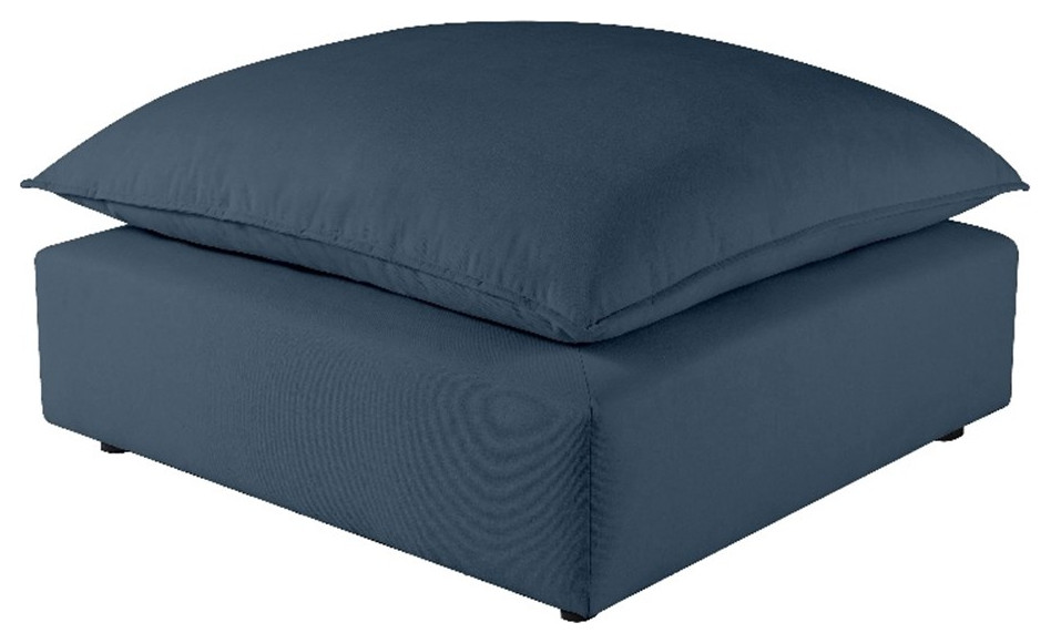 TOV Furniture Cali Navy Upholstered Ottoman in LiveSmart Performance Fabric   Transitional   Footstools And Ottomans   by Homesquare  Houzz