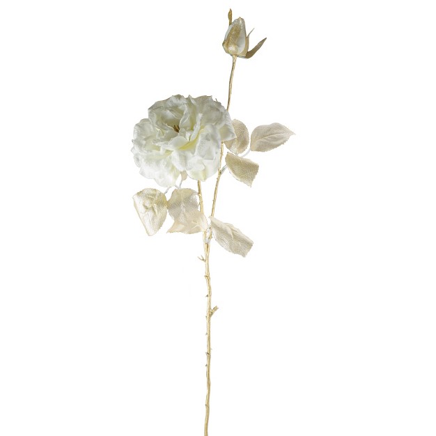 White/metallic Gold Rose Artificial Spring Stem