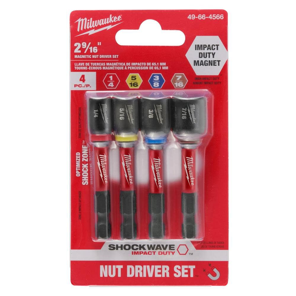 MW SHOCKWAVE Impact Duty 2 9/16 Magnetic Nut Driver Set 4pc 49-66-4566 from MW