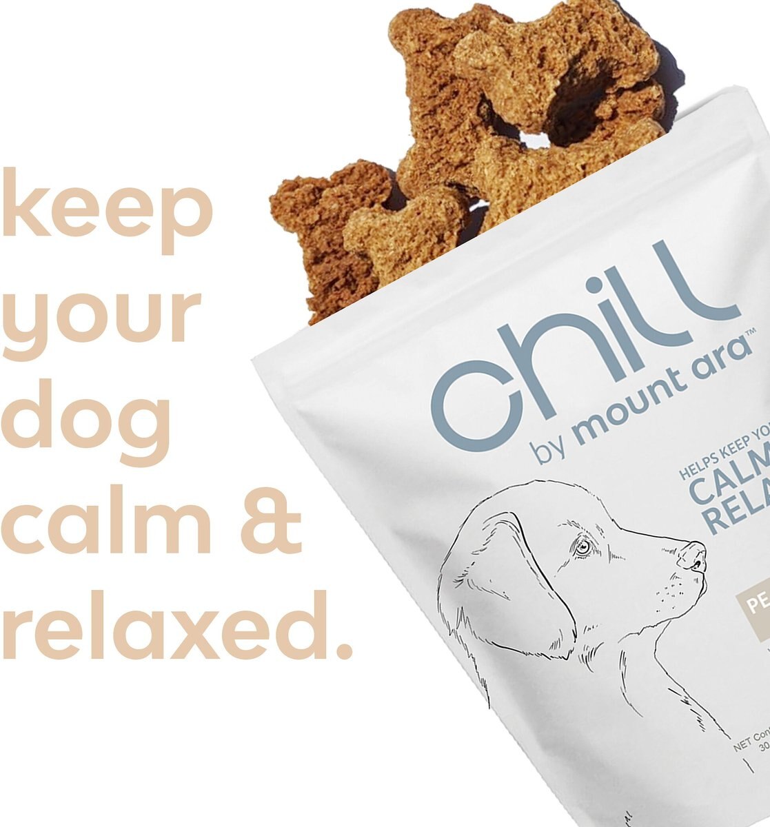 Mount Ara Chill Bites Peanut Butter Dog Treats， 4-oz bag