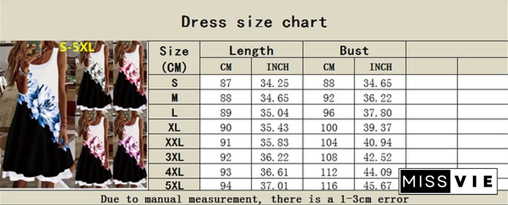 Women's Dress for Summer New Fashion Fake Two Pieces Printed Round Neck Sleeveless Casual Soft and Comfortable Plus Size Loose Dress S-5XL