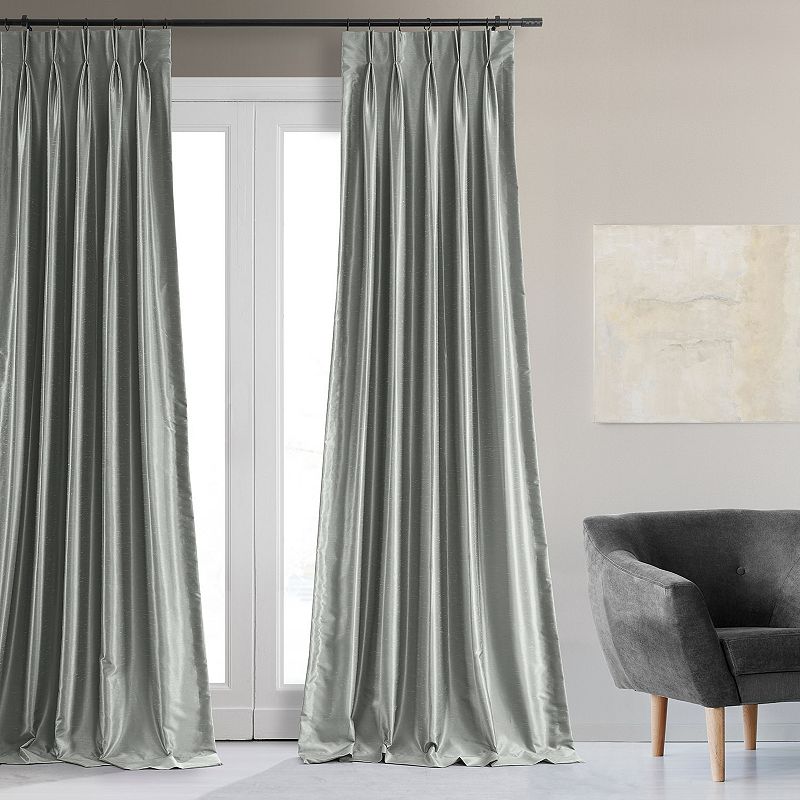 EFF 2-pack Blackout Vintage Textured Faux Dupioni Silk Pleated Window Curtains