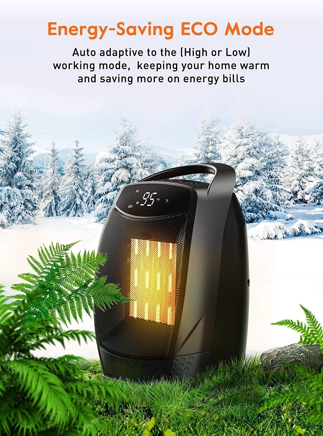 Portable Electric Space Heater with Thermostat, 1500W/750W Safe and Quiet Ceramic Heater Fan, Heat Up 200 Square Feet for Office Room Desk Indoor Use