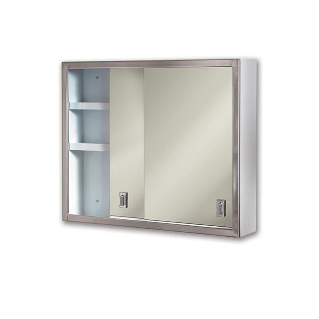 Jensen B704850 24 x 19 in. 2 Door Contempora Polished Medicine Cabinet with Stainless Steel Fixture& Basic White