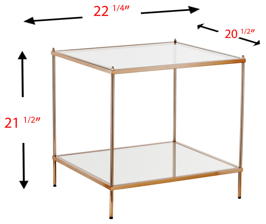 22 quotGold Glass And Iron Square Mirrored End Table   Contemporary   Side Tables And End Tables   by HomeRoots  Houzz