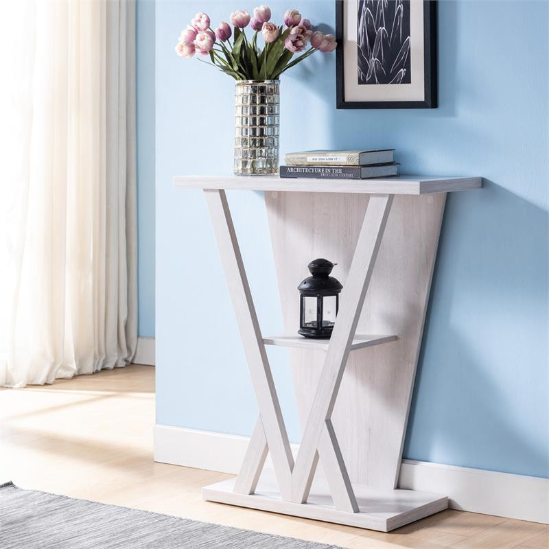 Furniture of America Sundi Wood 3 Shelf Console Table in Weathered White   Transitional   Console Tables   by Homesquare  Houzz