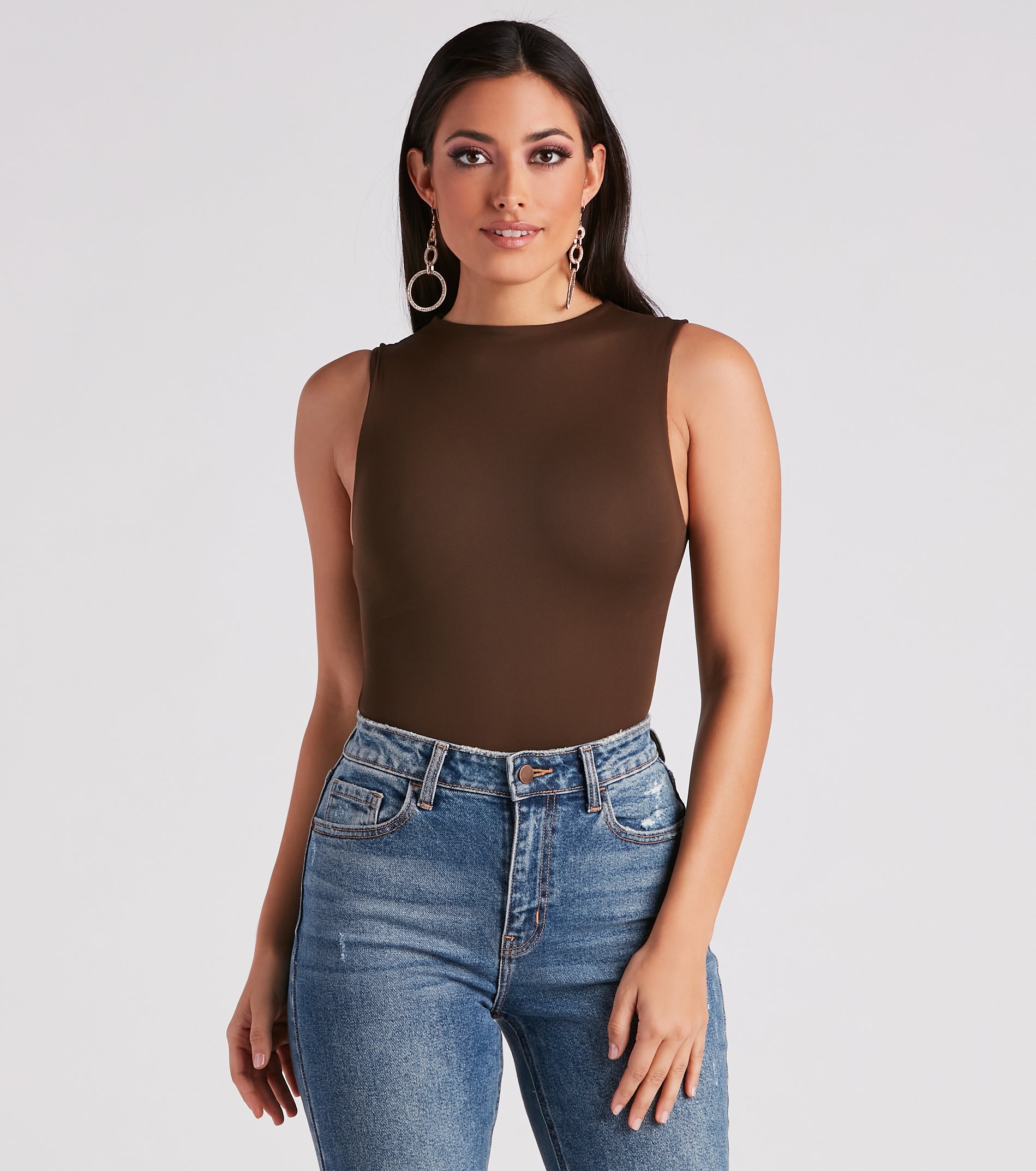 Smooth Silhouette Mock Neck Bodysuit