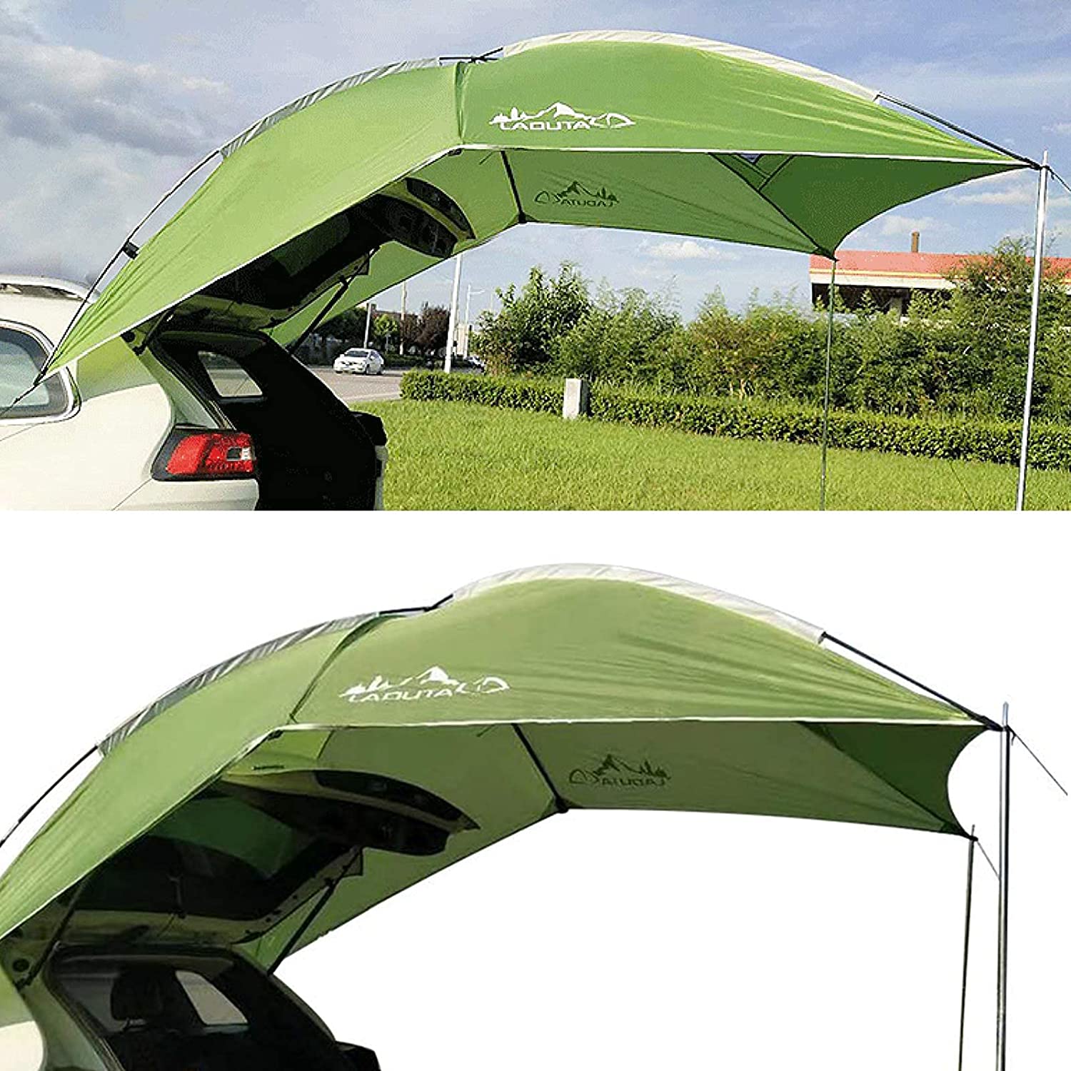 FETCOI Car Tailgate Tent Canopy，110x74 Tailgate Shade Awning Tent，Leak Proof SUV Awning，SUA Tents for Camping，Beach， Picnic， Swimming Pool