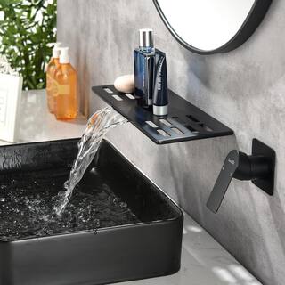 Boyel Living Single Handle Wall Mounted Faucet with Valve in Matte Black SMD-2417B