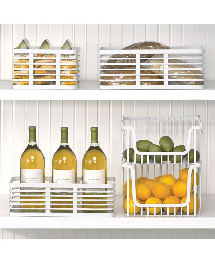 mDesign Metal Wire Organizer Basket for Kitchen Pantry 6 Pack Matte White