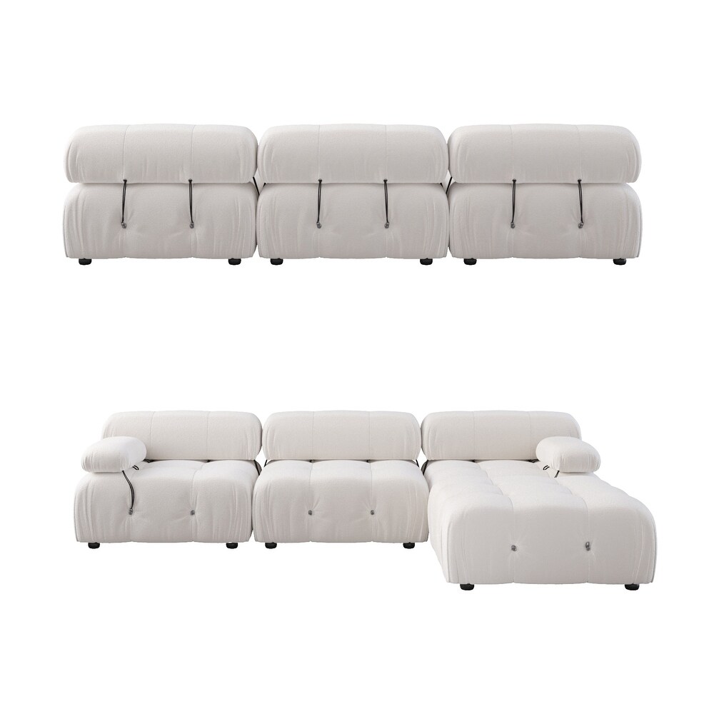 L shape Teddy Sectional Sofa Soft Couch