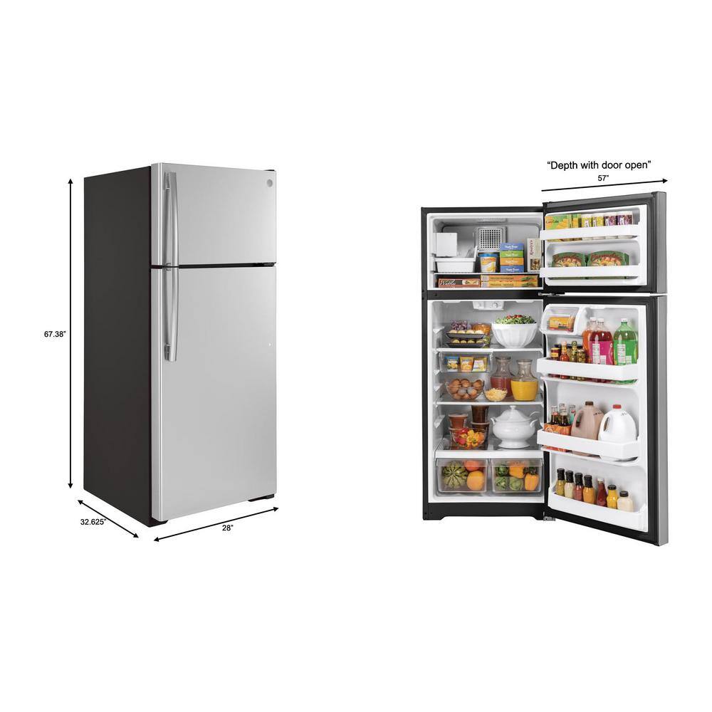 GE 17.5 cu. ft. Top Freezer Refrigerator in Stainless Steel ENERGY STAR GIE18GSNRSS