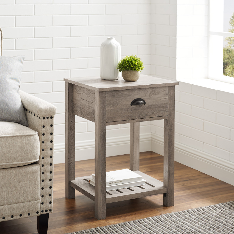 18 quotCountry Single Drawer Side Table  Gray Wash   Transitional   Side Tables And End Tables   by Walker Edison  Houzz