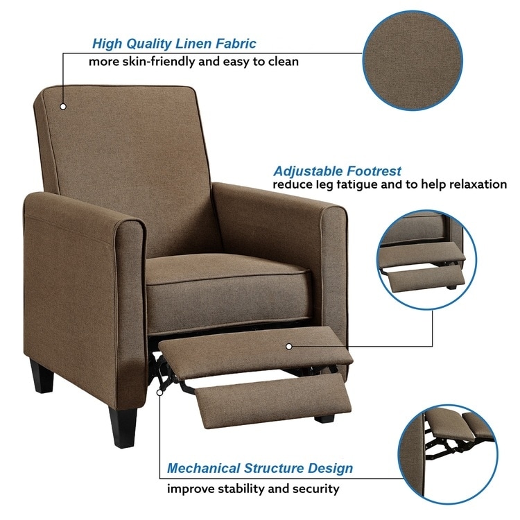 Landon Pushback Recliner Chair  Home Theater Reclining Chair with Armrest  Backrest for Small Spaces with Adjustable Footrest