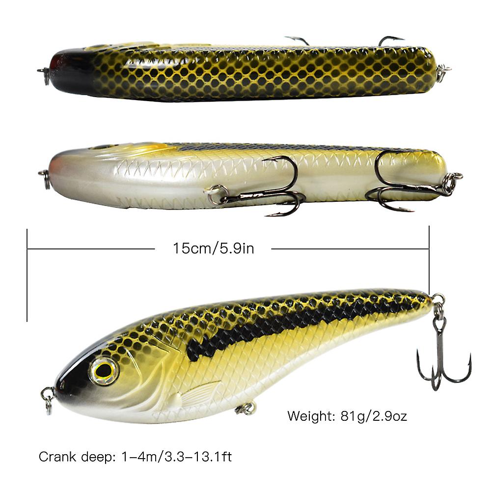 5.9in / 2.9oz Bionic Fishing Lure Hard Body Sinking Bait Fishing Bass Lure  Fishing Lure Artificial Bait Lifelike   Crankbait Hooks Fishing Tackle  03