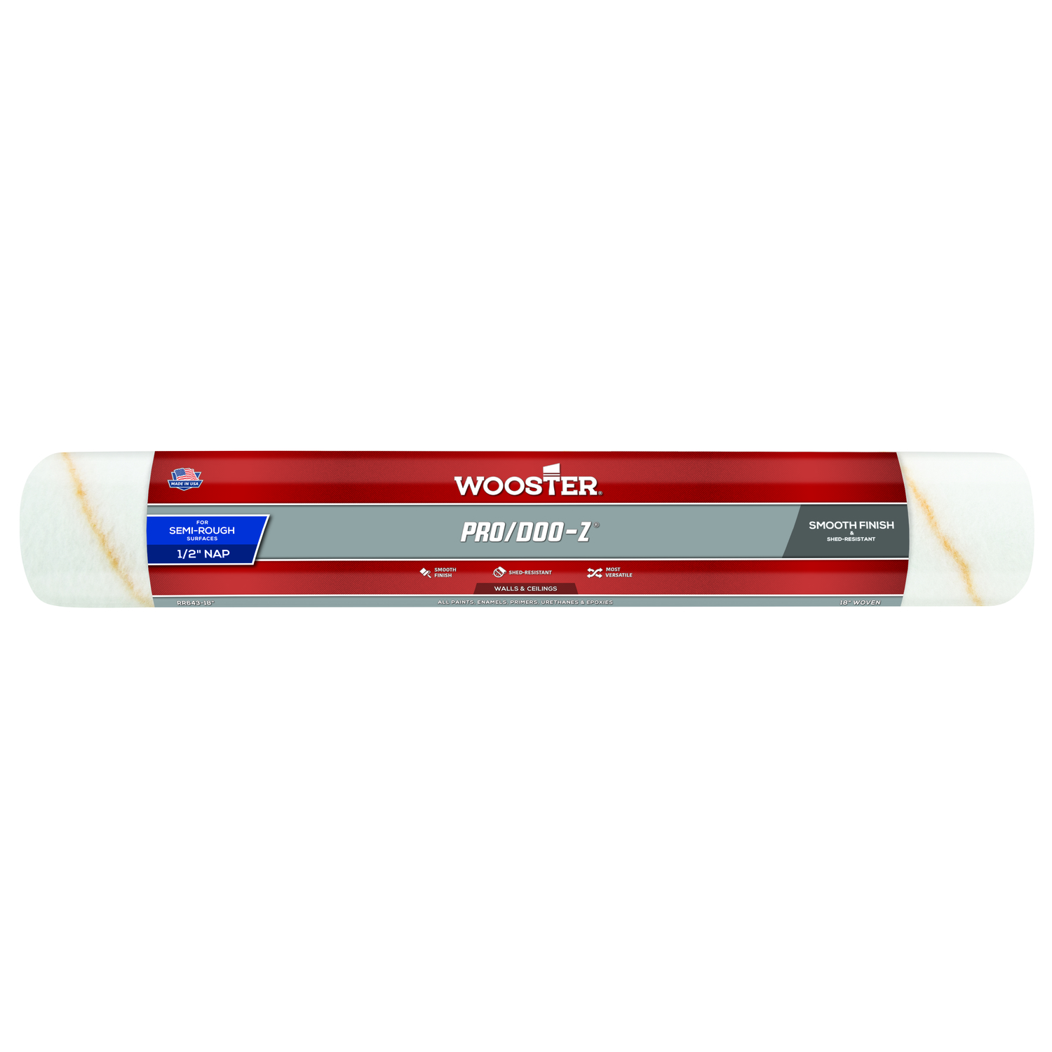 Wooster Pro/Doo-Z Woven Fabric 18 in. W X 1/2 in. Regular Paint Roller Cover 1 pk