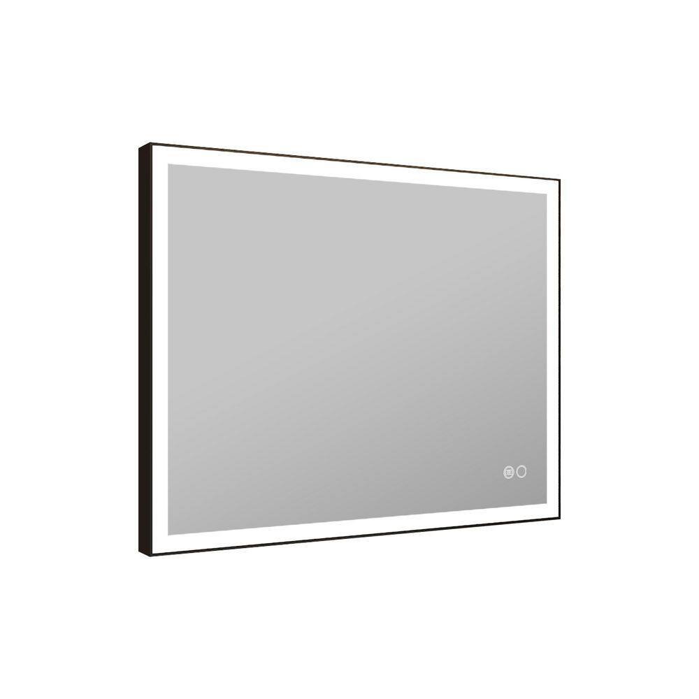 WELLFOR RECA 40 in W x 32 in. H Rectangular Single Aluminum Framed Anti-Fog LED Light Wall Bathroom Vanity Mirror in Matte Black W5FM4032MB