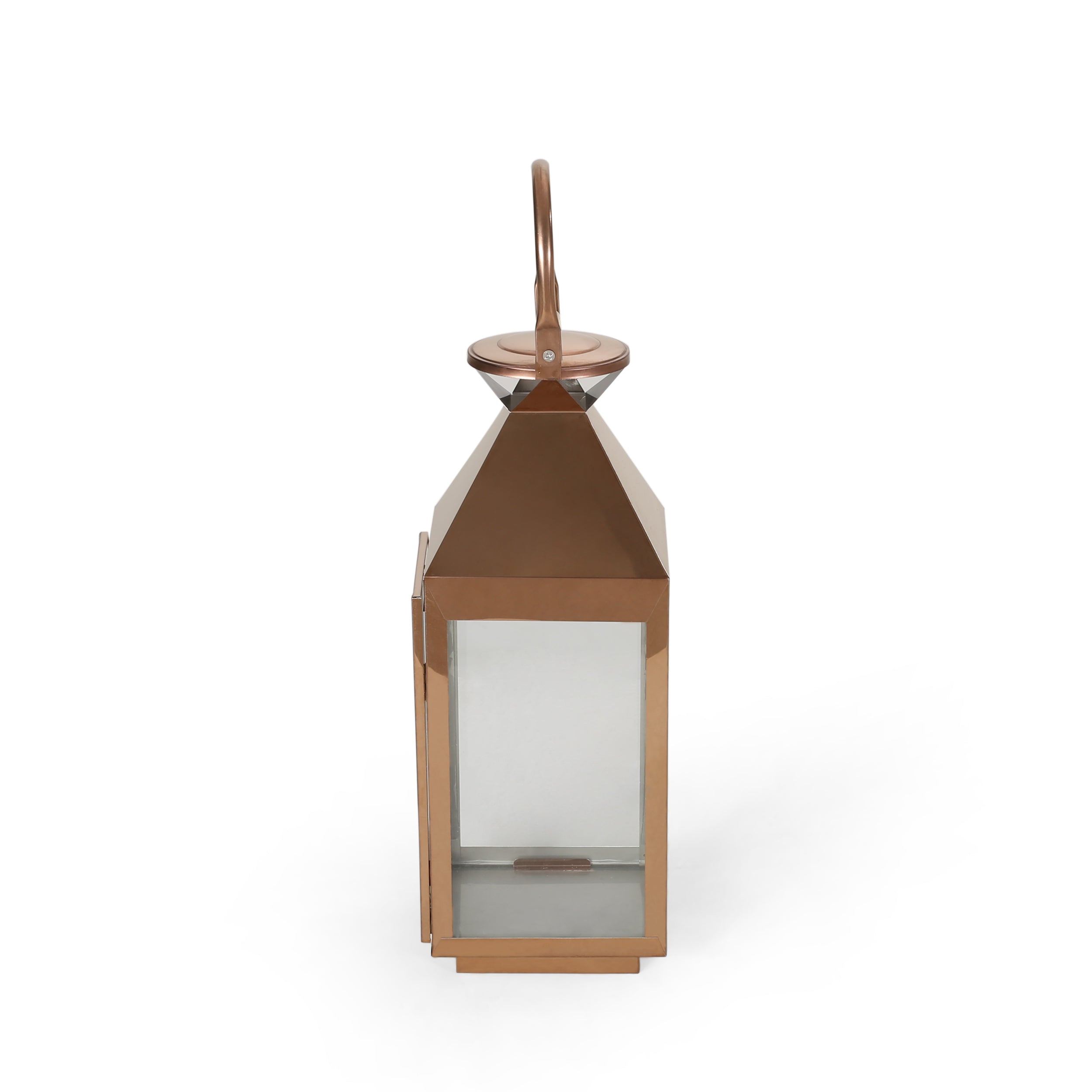 Peregrine Outdoor Stainless Steel Lantern Set， Rose Gold