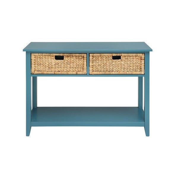 Modern Style Console Table， Sofa Table With 2 Baskets And Shelf