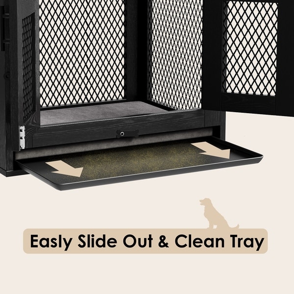 Dog Crate with Cushion and Tray Heavy Duty Dog Kennel Double Doors