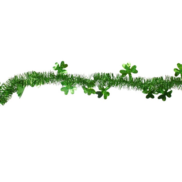 Unlit Green Tinsel Irish Shamrock St Patrick x27 s Day Garland