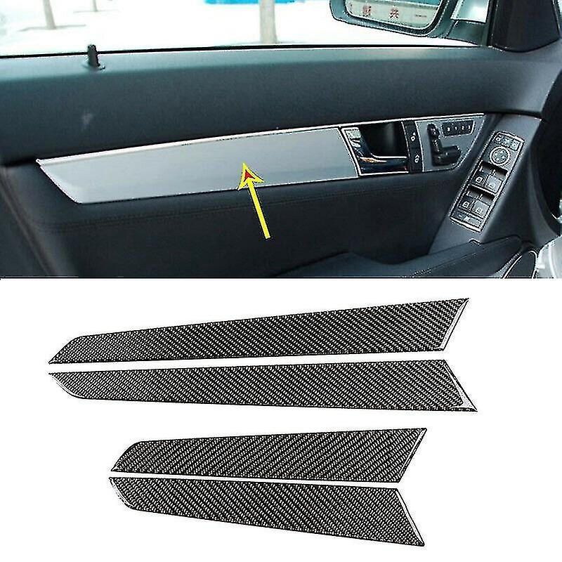 Car Carbon Fiber Interior Door Panel Cover Trim For Mercedes Benz C