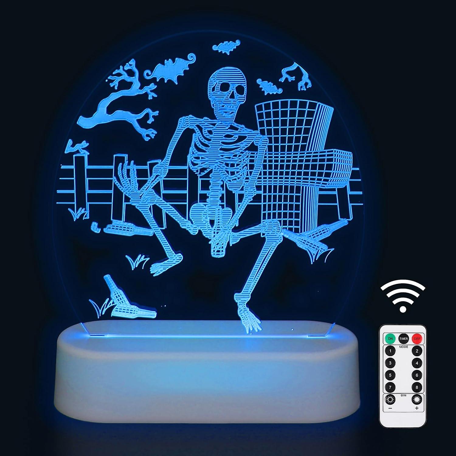 Halloween Decoration 3d Illusion Led Lamp， Optical Pumpkin Skull Light， For Home Decoration And Halloween Gifts Decoration Lamp