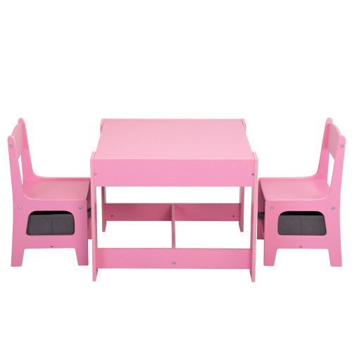 3 in 1 Kids Wood Table and 2 Chairs  Children Acti...