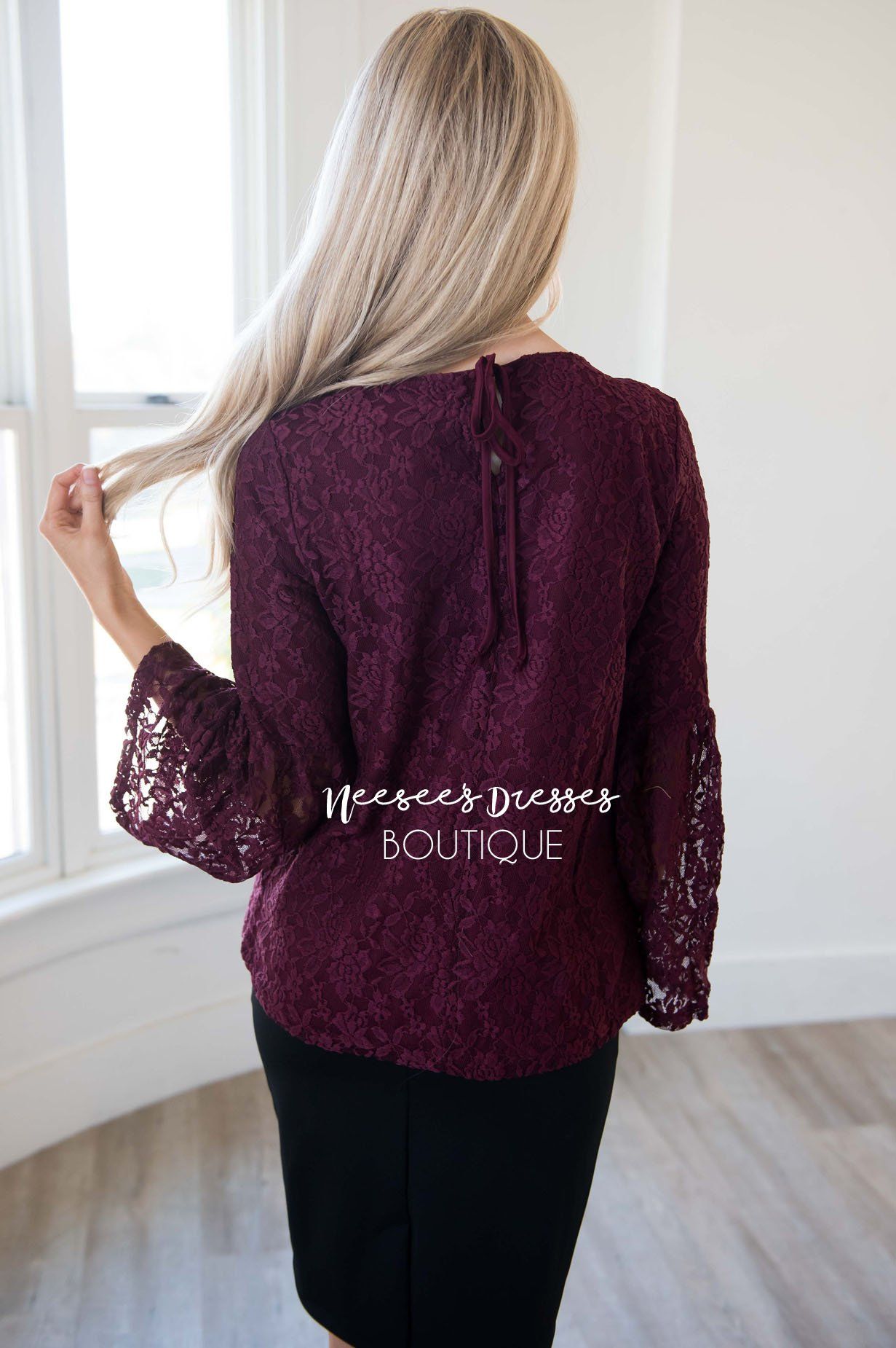 Love Buzz Lace Bell Sleeve Blouse