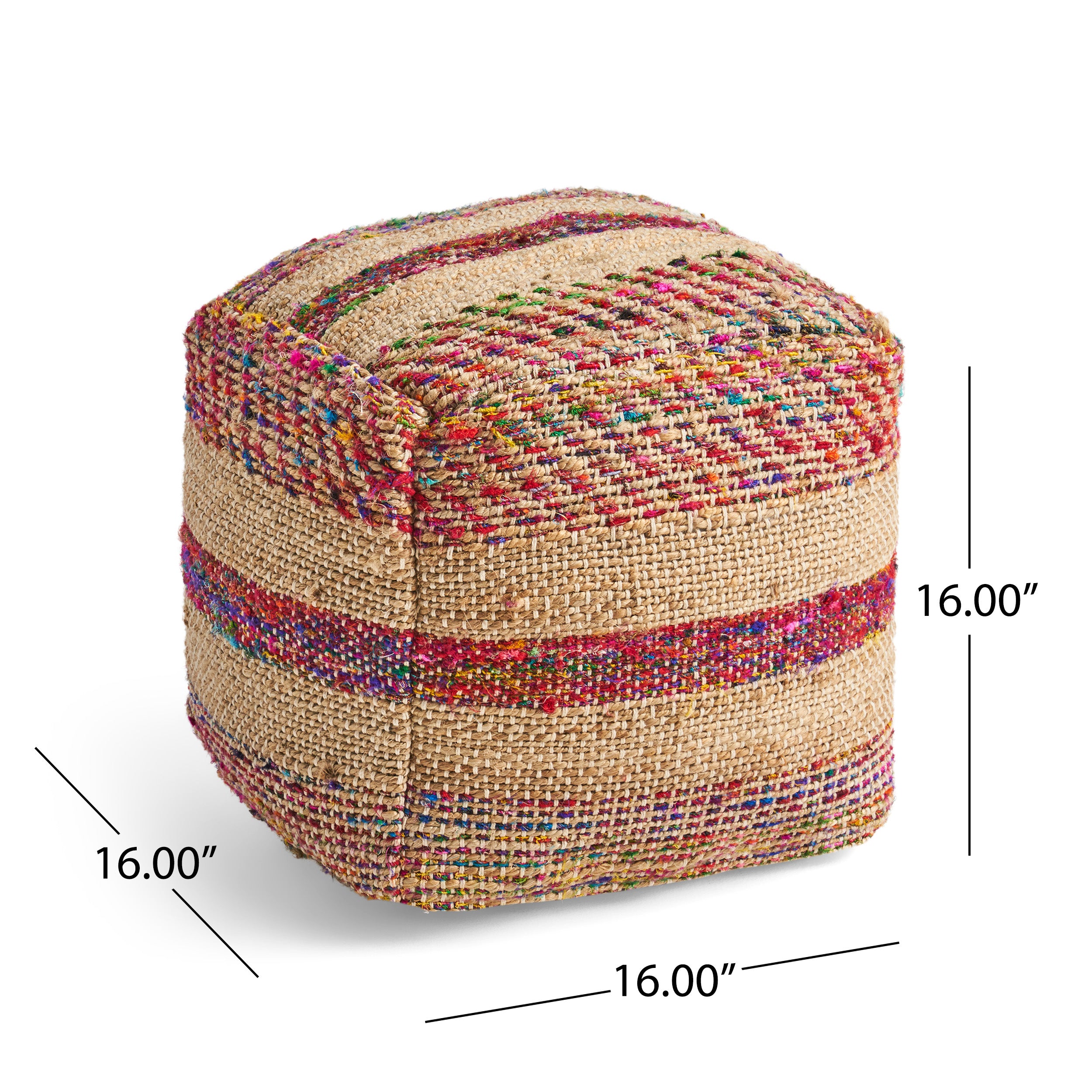 Sofija Boho Hemp Silk and Cotton Ottoman Pouf