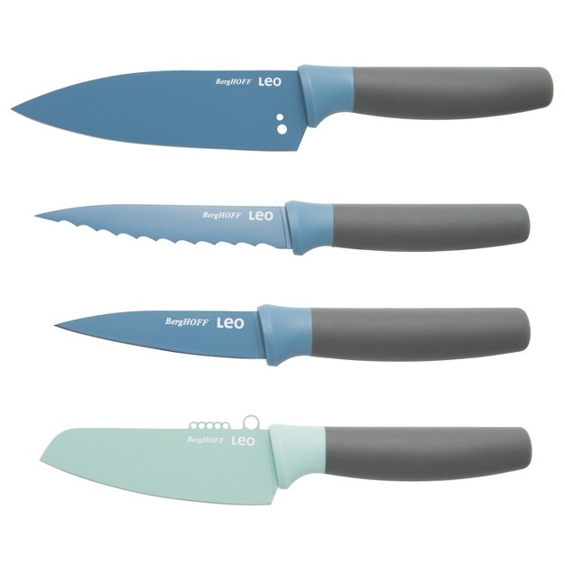 Berghoff Leo 4pc Kitchen Knife Set Stainless Steel Sharp Blade Blue