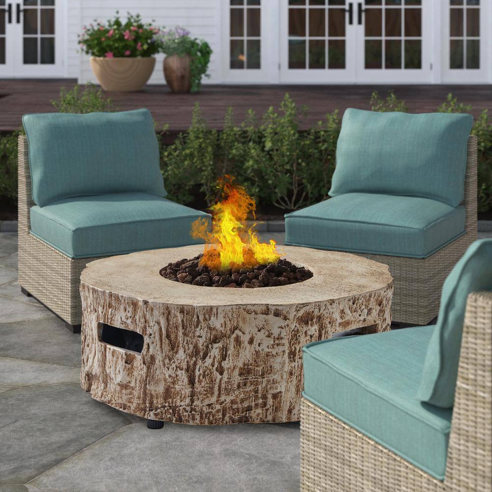 Clihome Outdoor Living Light Brown 28 in. Round Outdoor Gas Fire Pit Suitable for the Garden or Balcony CL-FP06-B