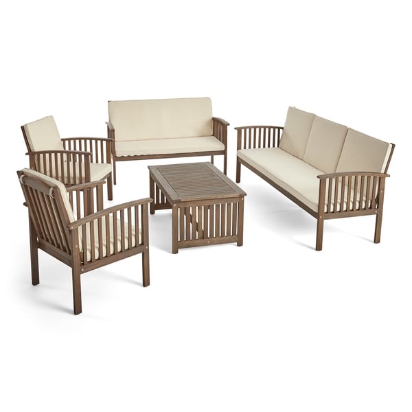 Carolina Outdoor 5pc. Acacia Conversational Set by Christopher Knight Home