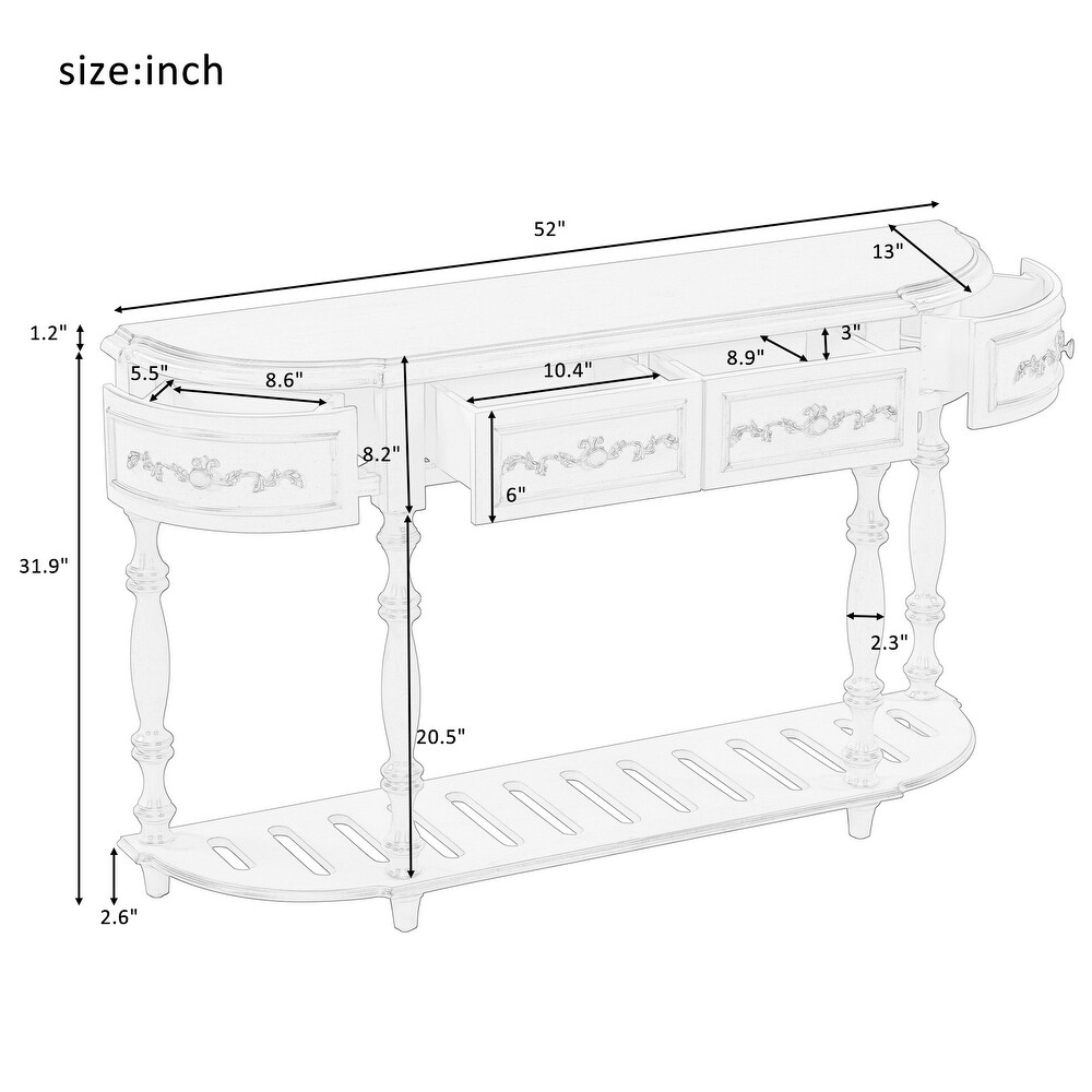 Console Table with 4 Drawers and 1 Shelf