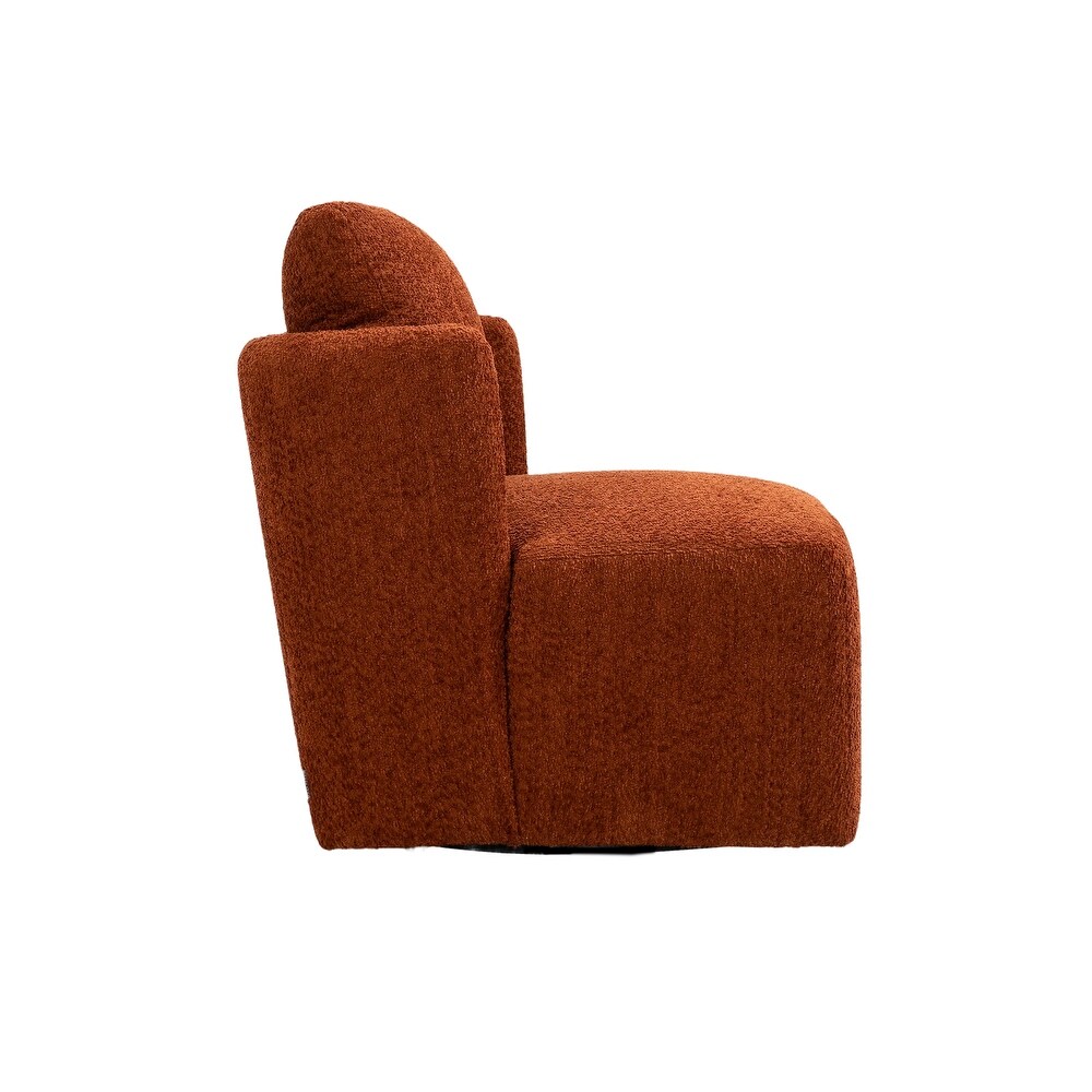 Chenille Upholstered 360 Degree Swivel Barrel Chair For Living Room Bedroom