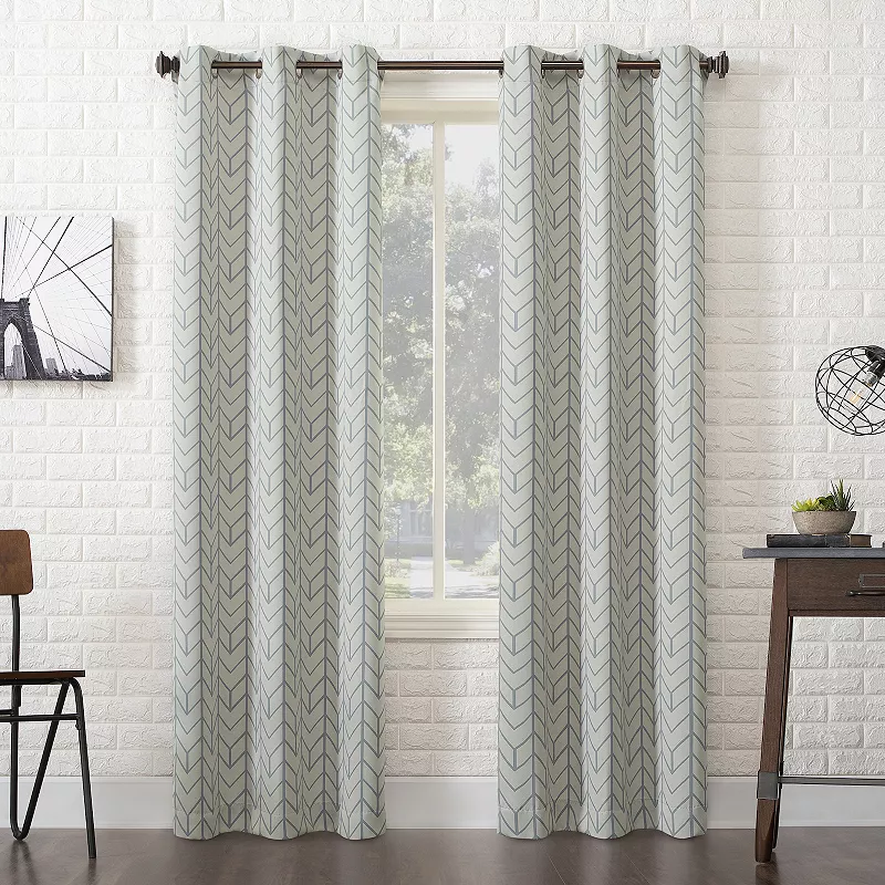 Sun Zero Kenwood Chevron Blackout Grommet Curtain Panel