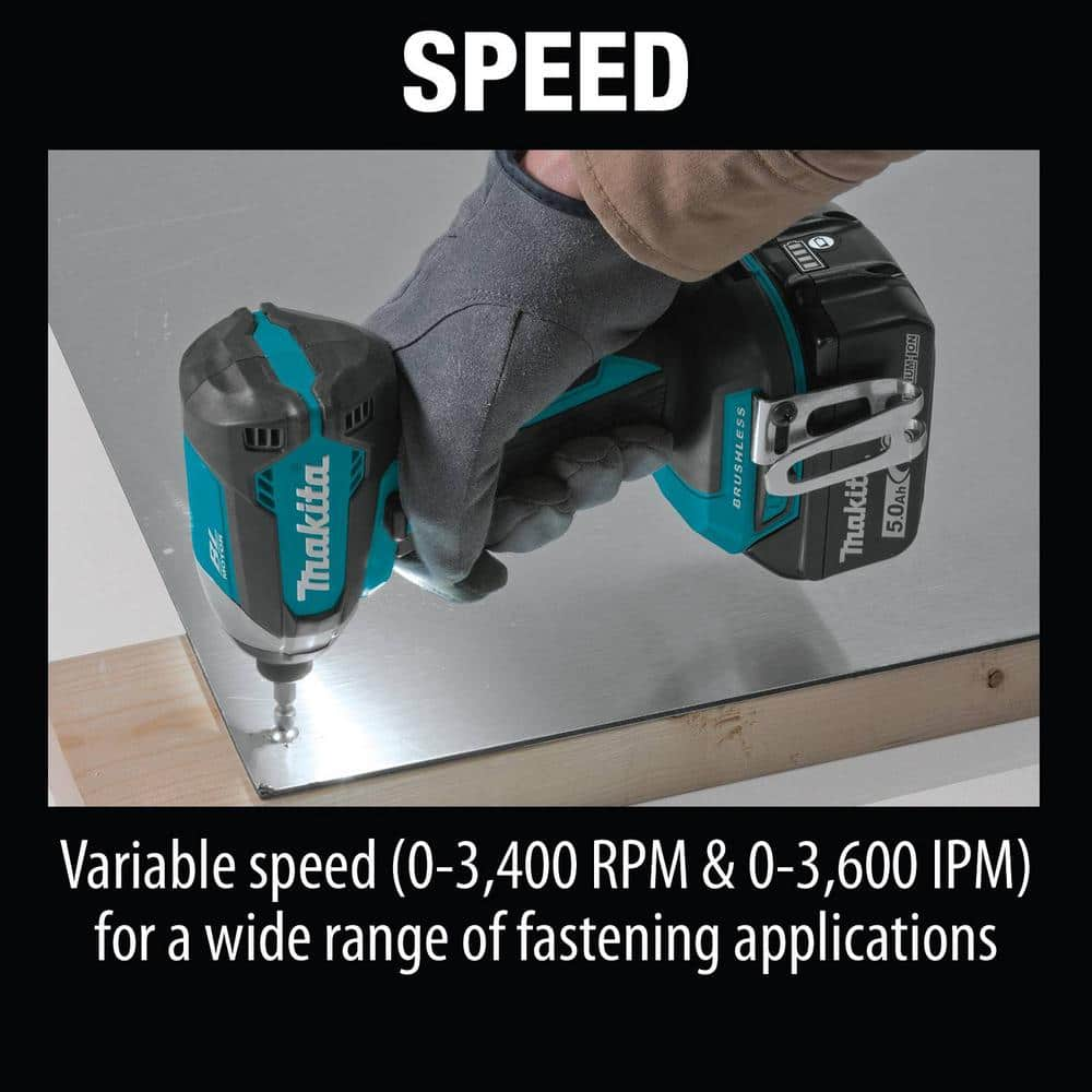 Makita 18V LXT Lithium-Ion Brushless Cordless 2-Piece Combo Kit (Hammer Drill/ Impact Driver) 5.0 Ah XT269T