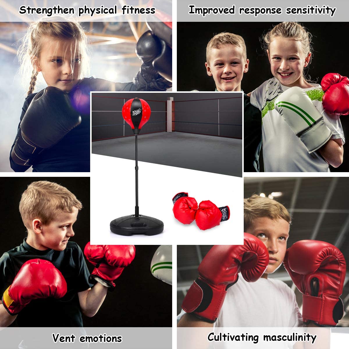 Costzon Kids Boxing Set, Height Adjustable Punching Ball Stand (Kids)