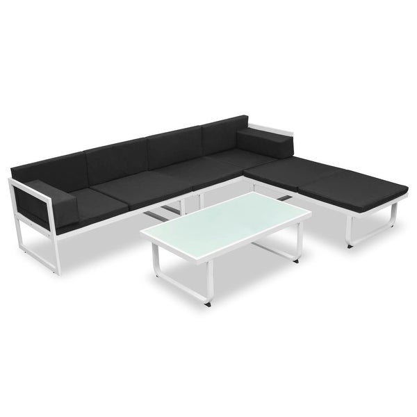 4 Piece Patio Lounge Set with Cushions Aluminum Black