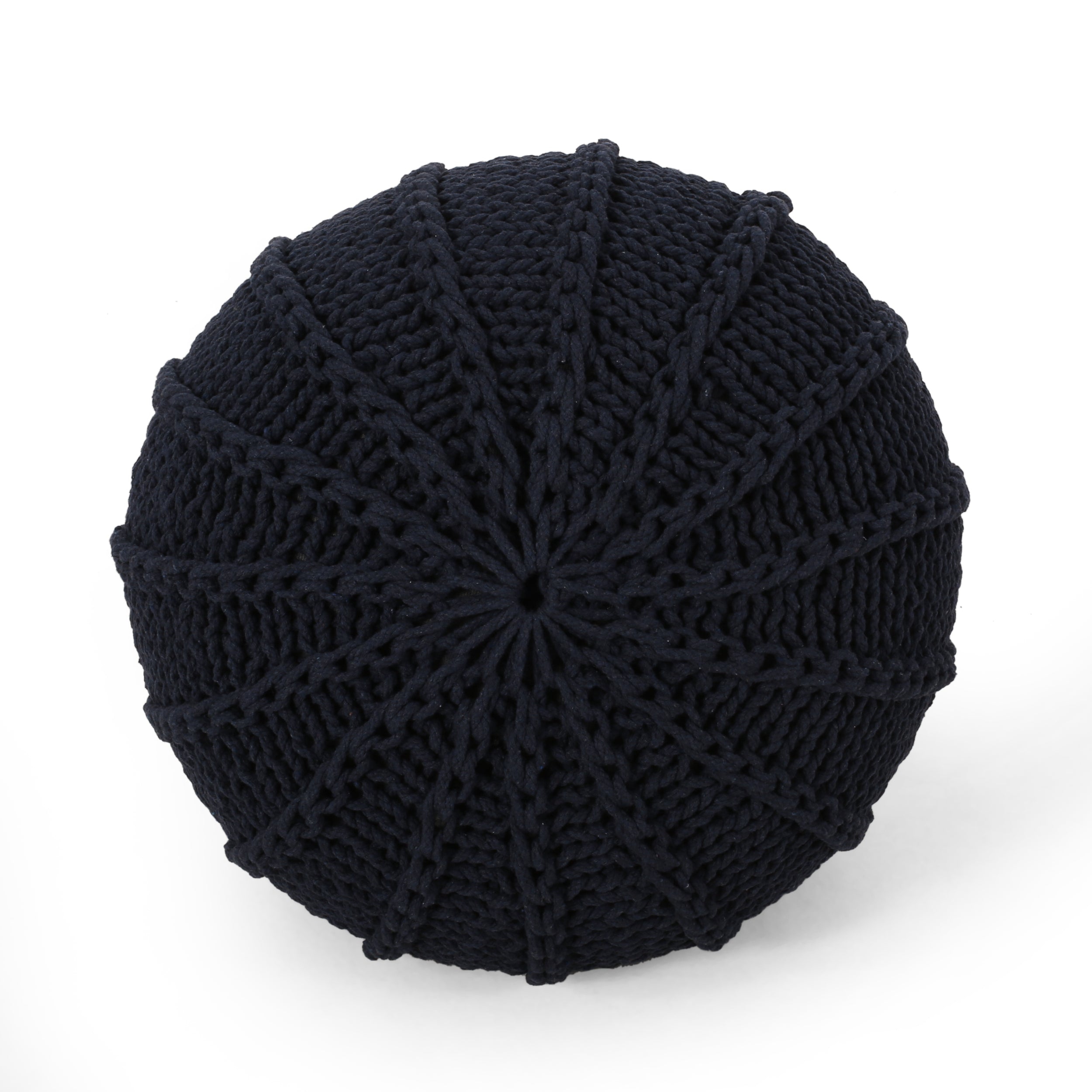 Agatha Modern Knitted Cotton Round Pouf