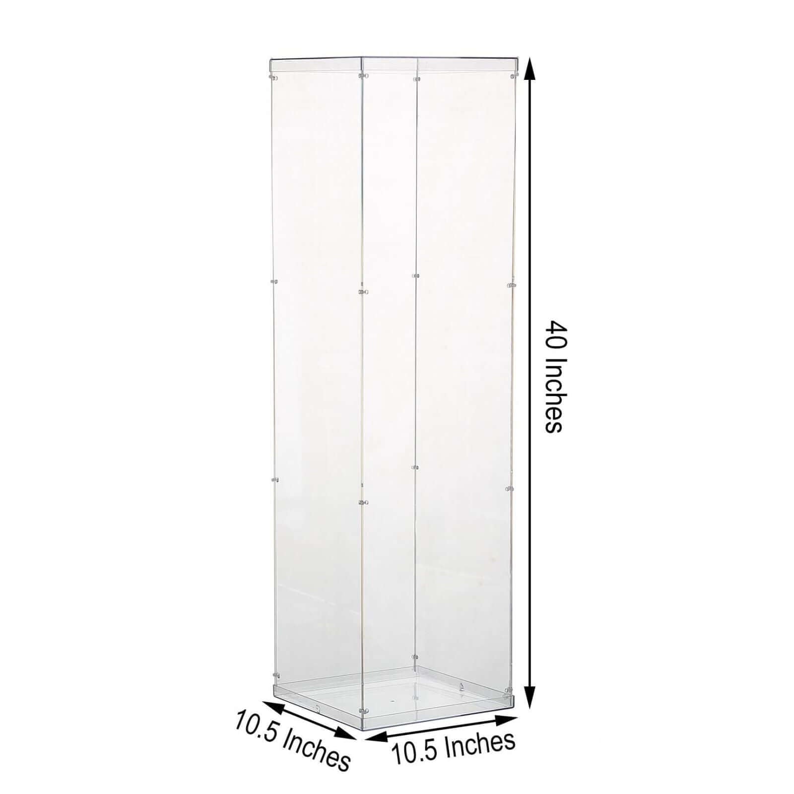 Floor Standing Clear Acrylic Pedestal Riser, Transparent Display Box with Interchangeable Lid and Base 40