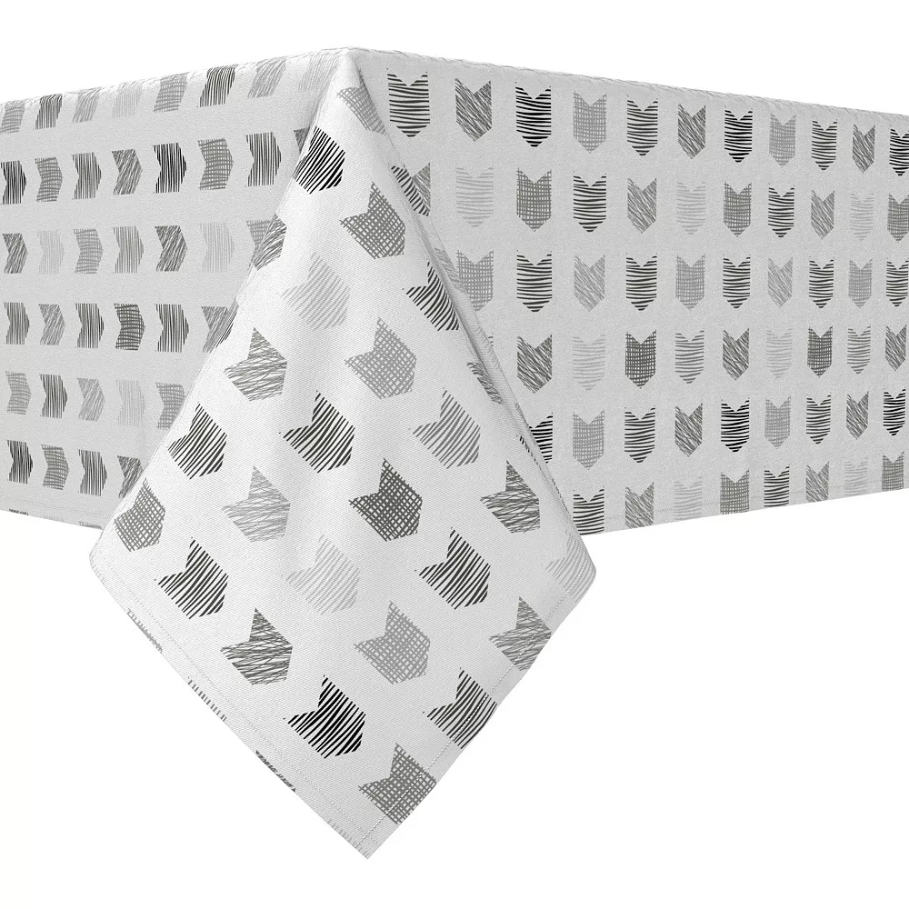 Rectangular Tablecloth， 100% Cotton， 60x104， Grey Geometric Arrows