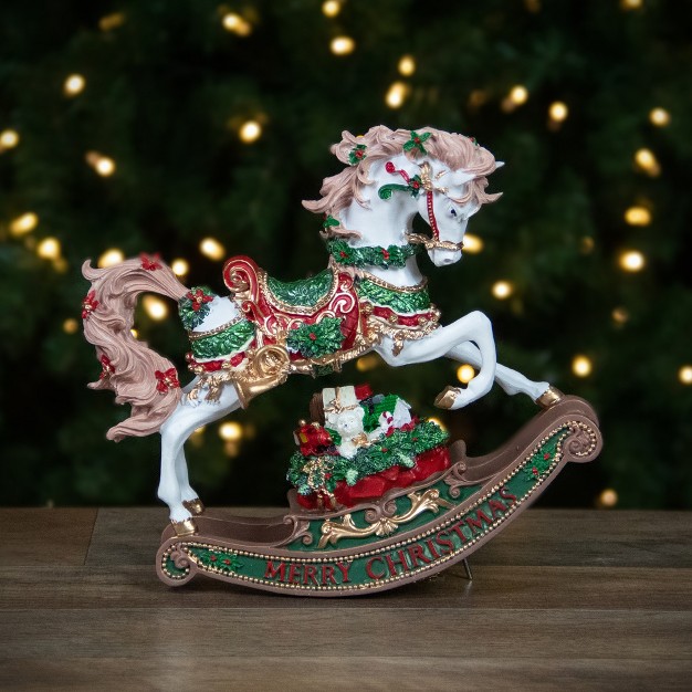 Musical Merry Christmas Rocking Horse Figure