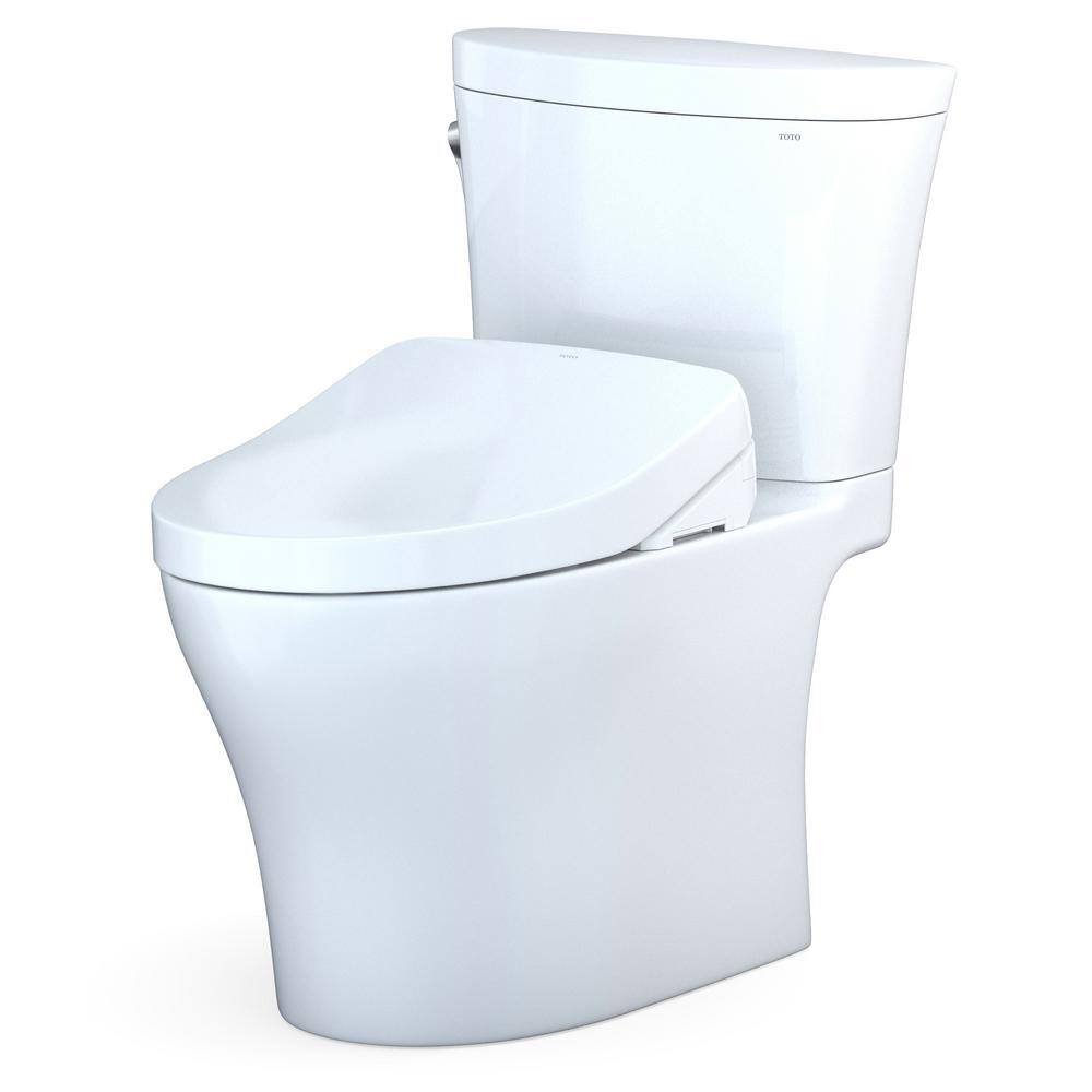 TOTO Aquia IV Arc 2-Piece 0.91.28 GPF Dual Flush Elongated Comfort Height Toilet in Cotton White S500E Washlet Seat Included MW4483046CEMFGN#01