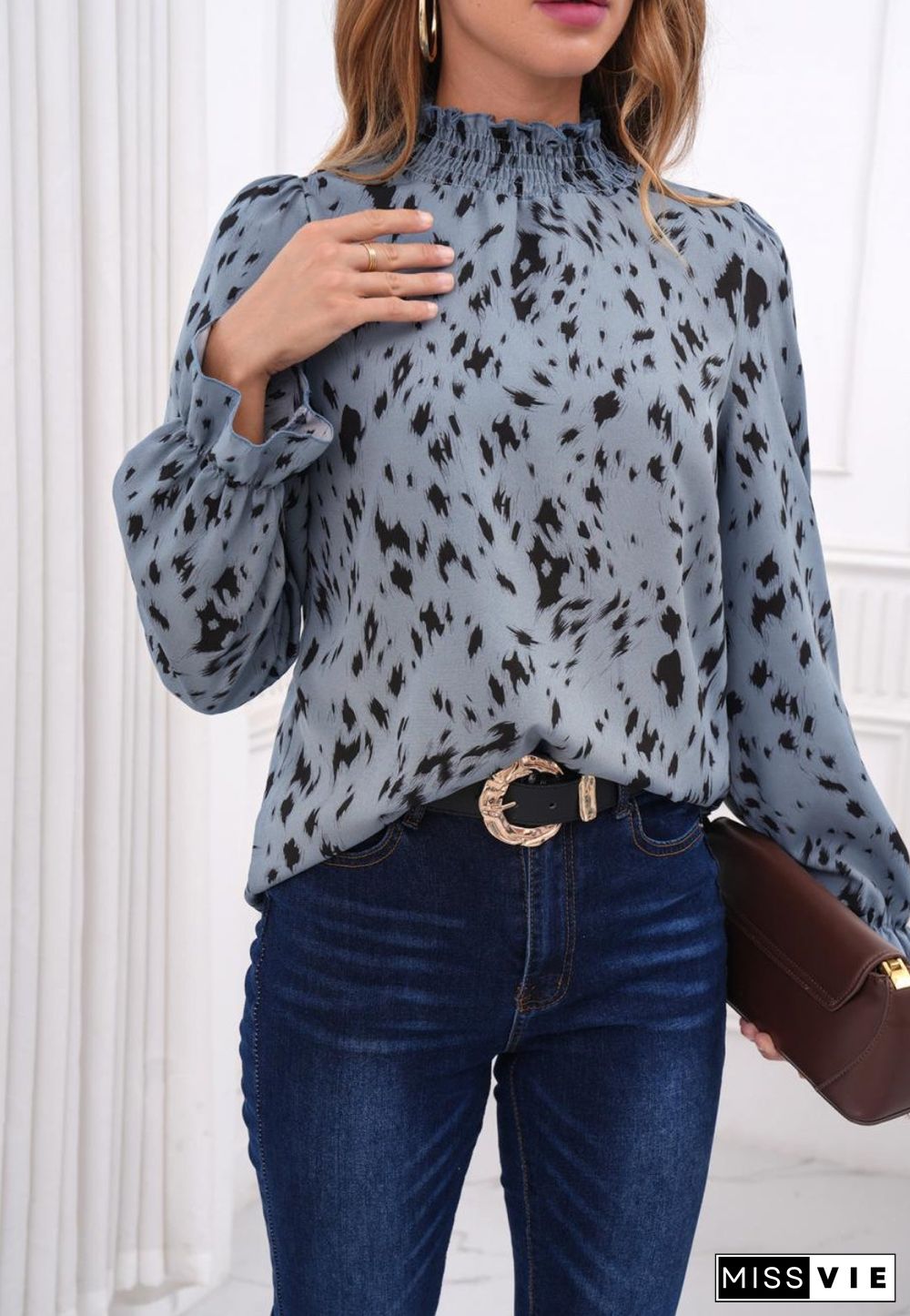 Abstract Animal Print Blouse