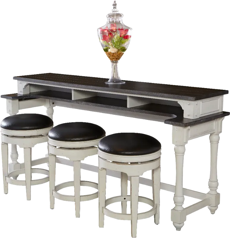 Bourbon County Two Tone Bar Table Console 4 Piece Set