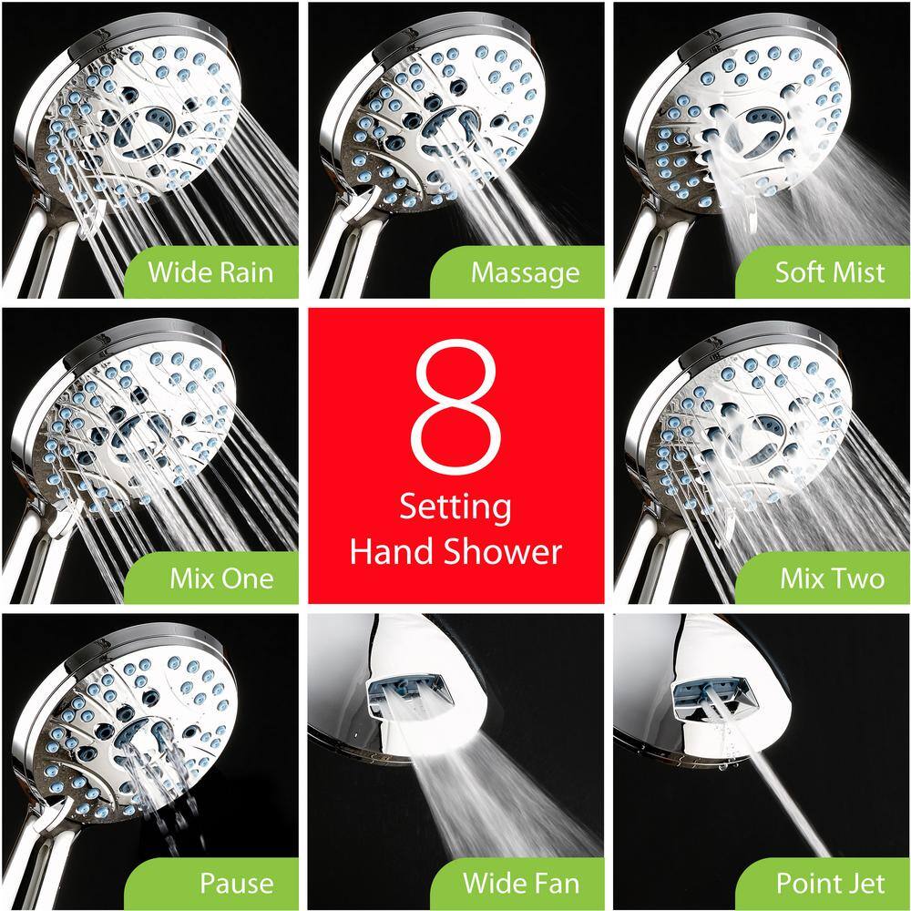 AQUACARE 50-Spray Patterns 2.5 GPM 7 in. Wall Mount Dual Shower Heads and Handheld Shower Head Antimicrobial in Chrome 53539