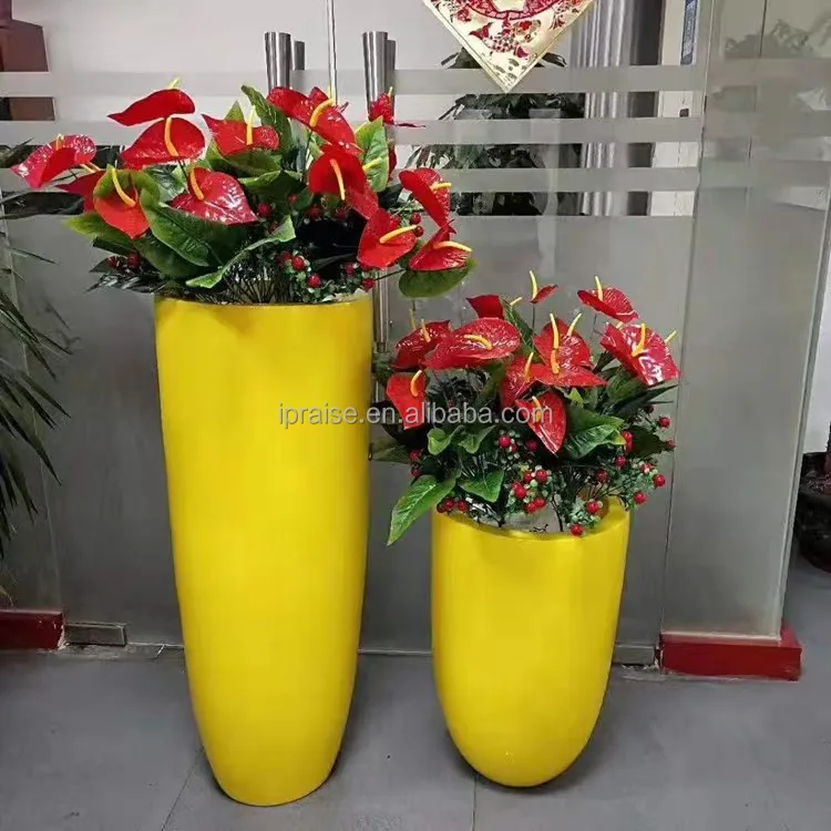 Factory direct supply durable fiber glass flower pot    indoor outdoor garden large flower pot plant