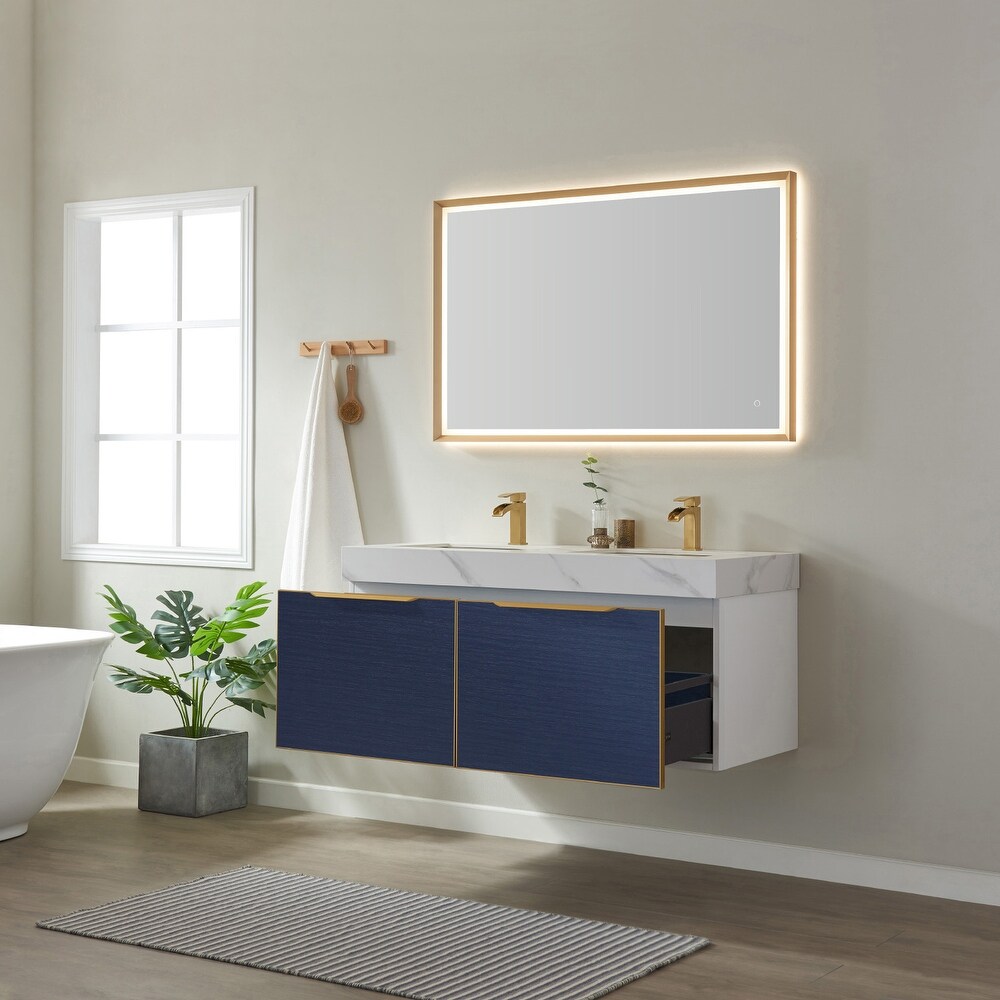 Alicante 48 in. Classic Blue Double Vanity with Mirror