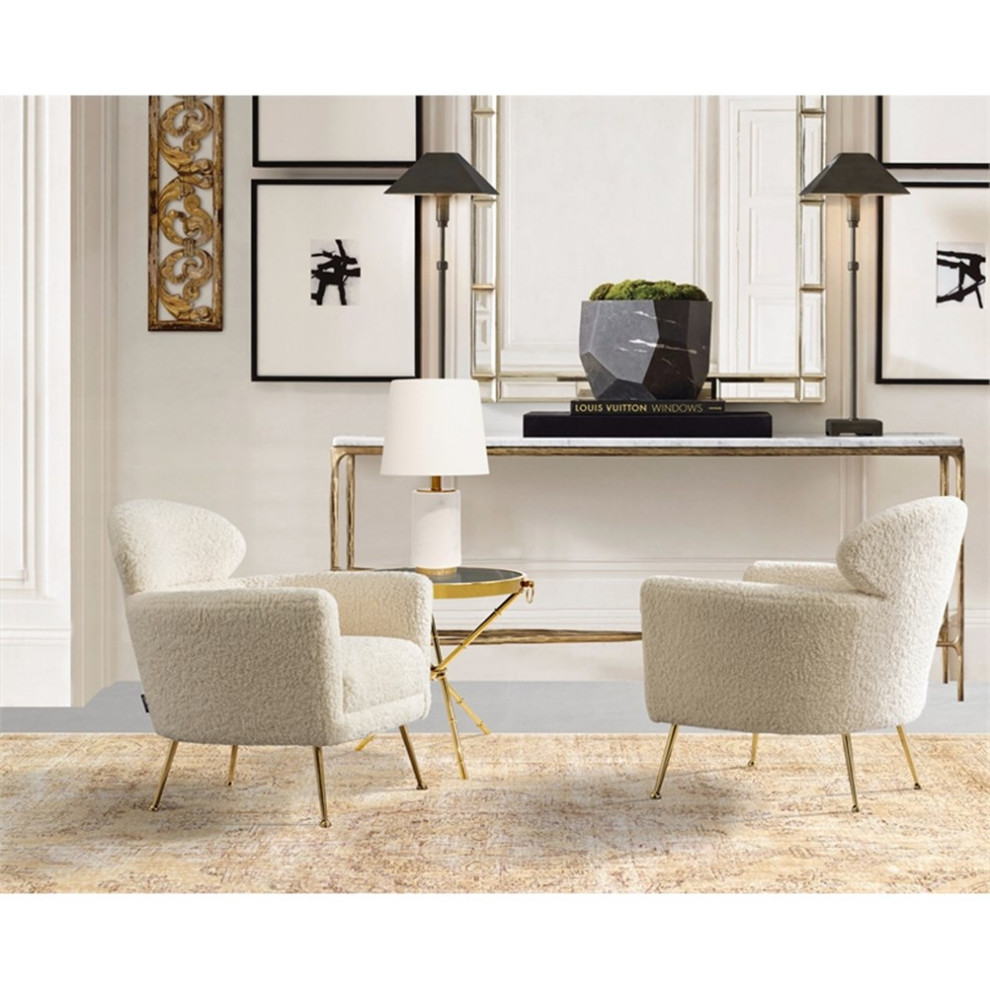 Pasargad Home Felice Modern Upholstered Armchair Cream   Midcentury   Armchairs And Accent Chairs   by Homesquare  Houzz